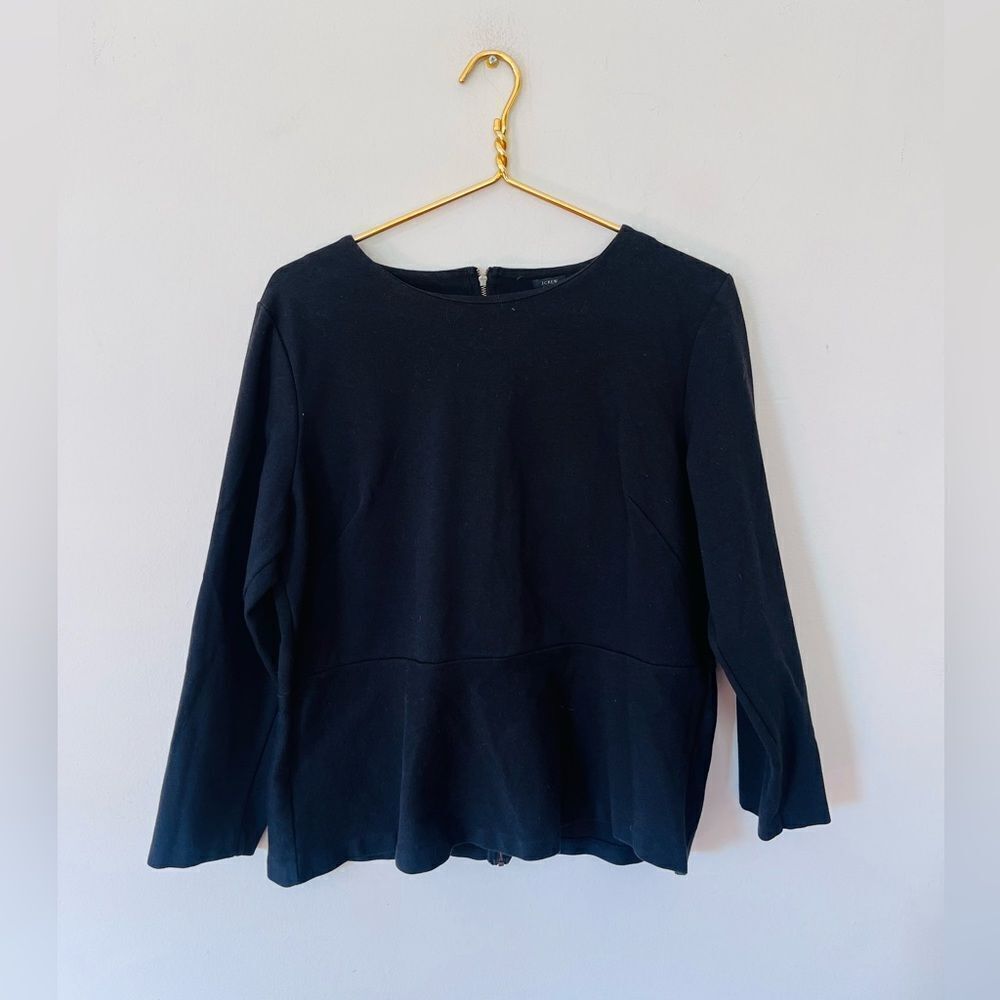 J. Crew | black dropped 3/4 sleeve heavy knit top with zipper back